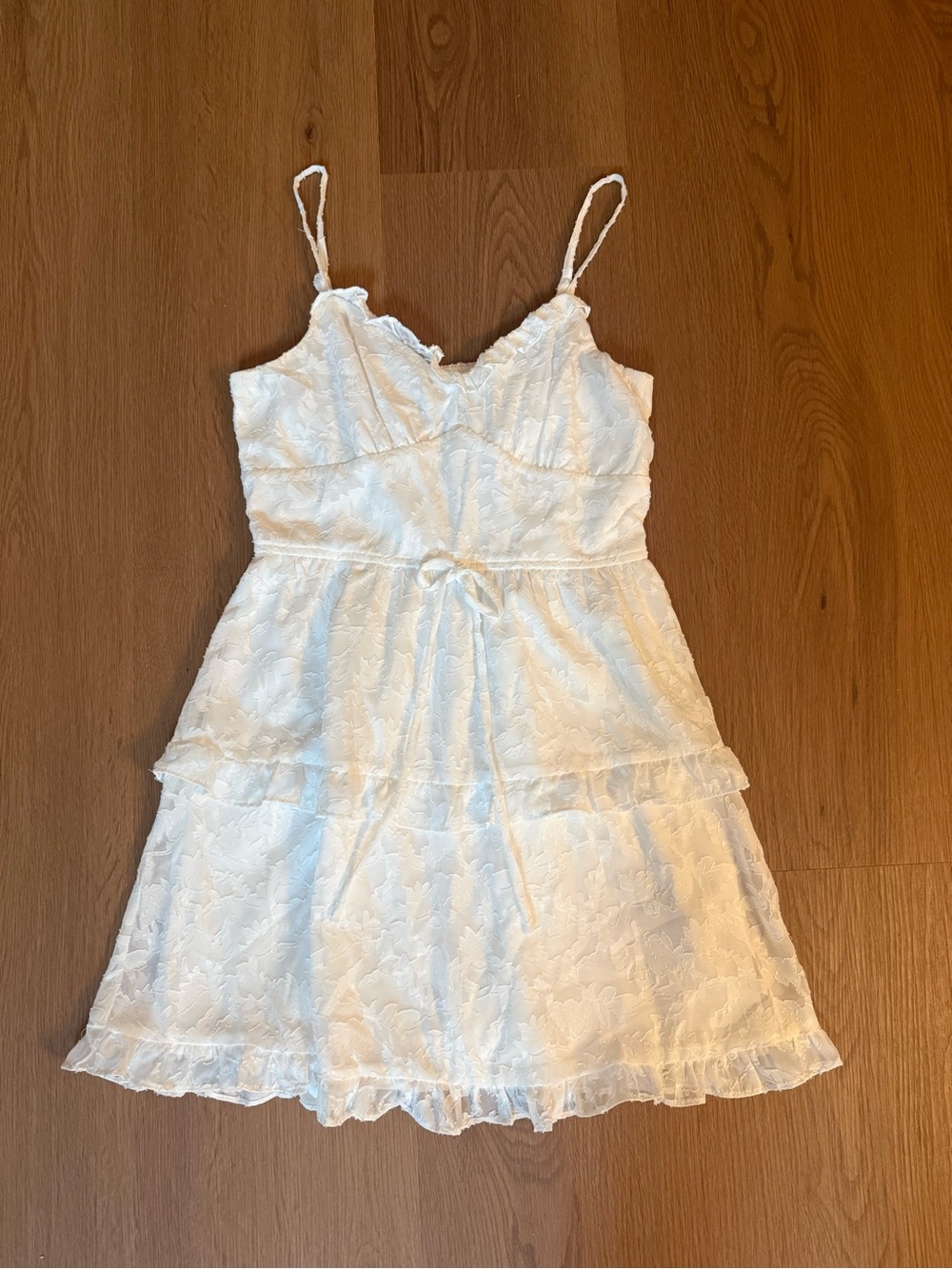 White ruffle mini dress